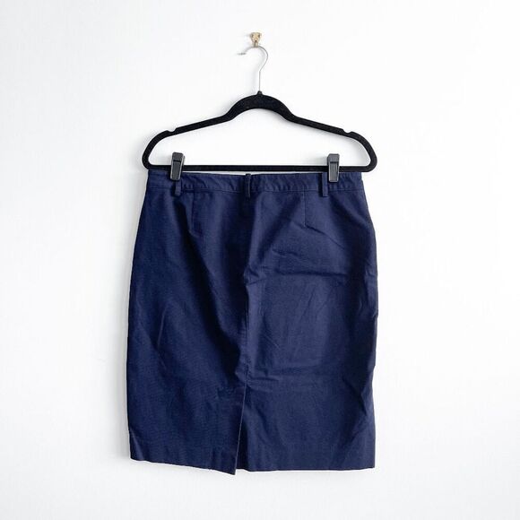 Lauren Ralph Lauren Women's Straight Cotton Pencil Skirt Navy Blue Size 10 - Picture 2 of 5